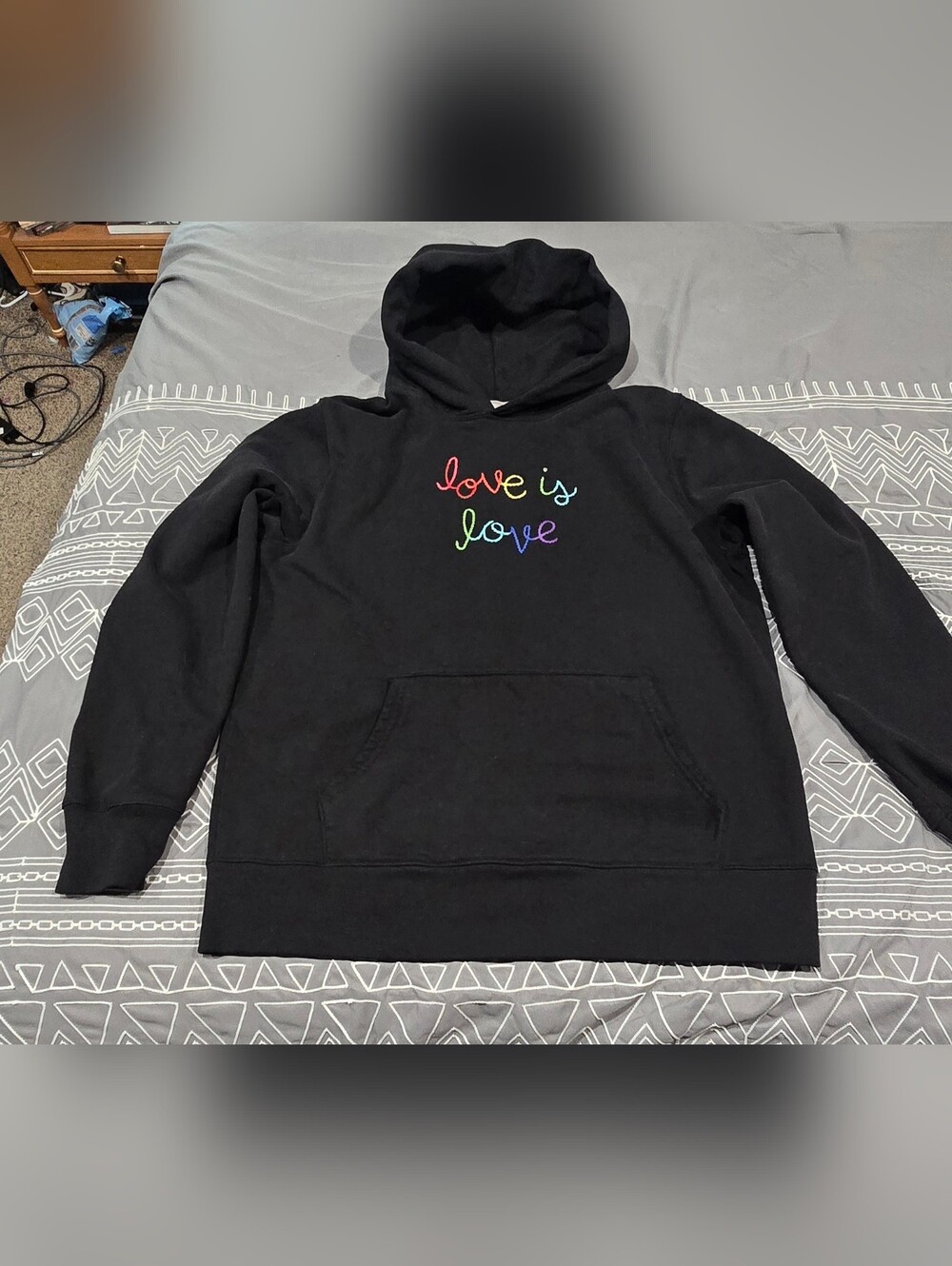 Lingua Franca Love Is Love Embroidered Hoodie Size Medium